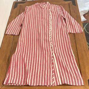 Raquel Allegra Red and Cream Duster Dress Size 2